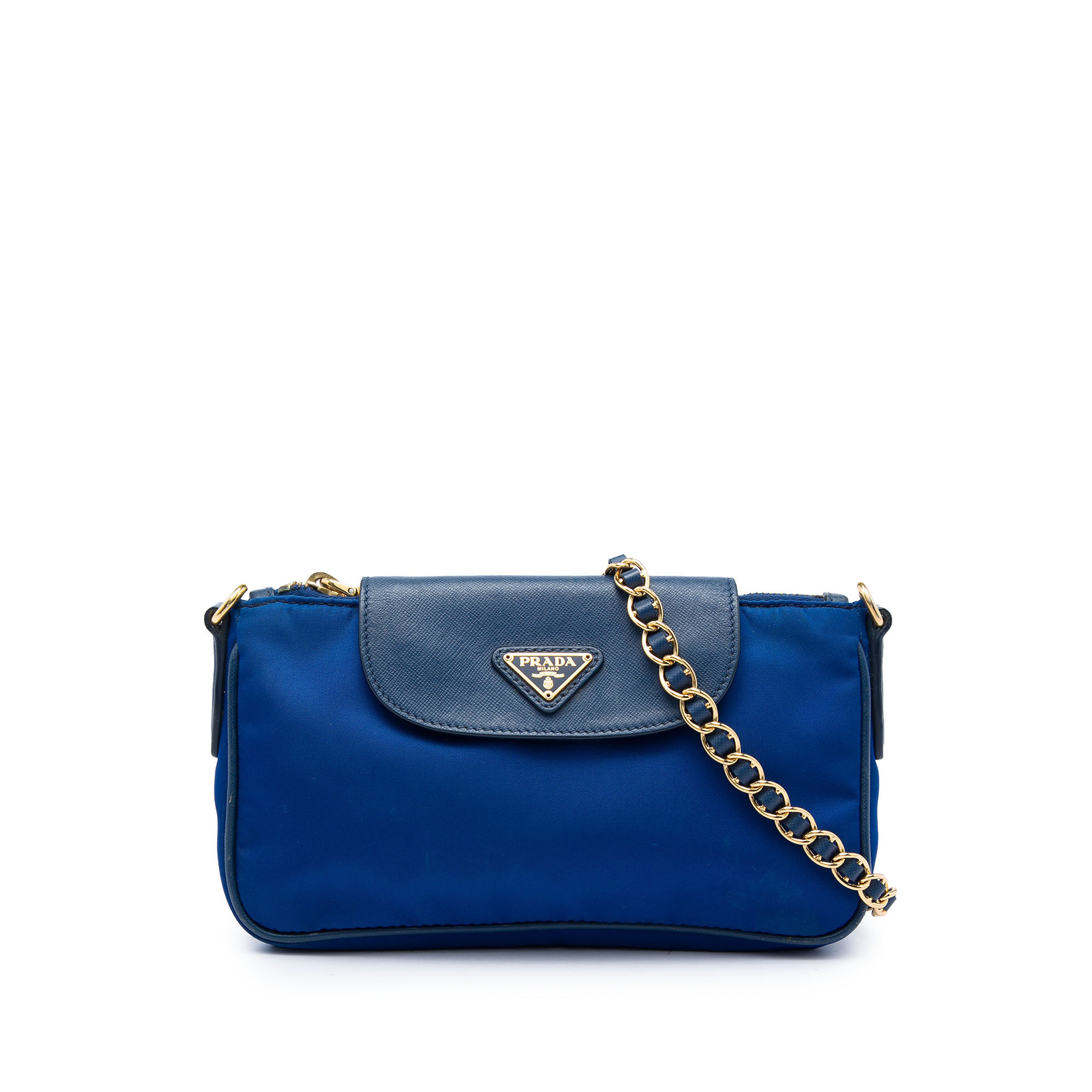 Pre-Loved Prada Saffiano Trimmed Tessuto Chain Crossbody